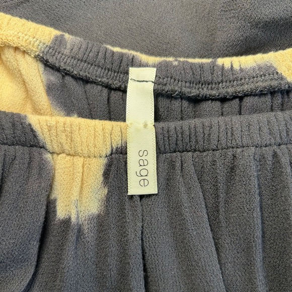 Sage Tie Dye Romper Small Off Shoulder Ruffle Sleeve Boho Flowy Fit - Picture 3 of 4